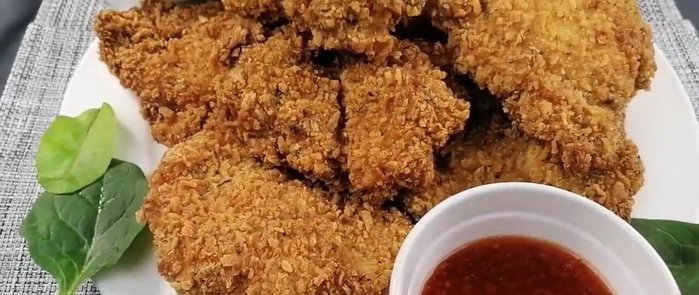 Presentación del pollo frito.