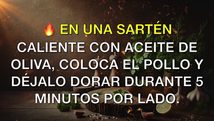 Dora el pollo en una sartén con aceite de oliva durante 5 minutos por lado. (103.56)