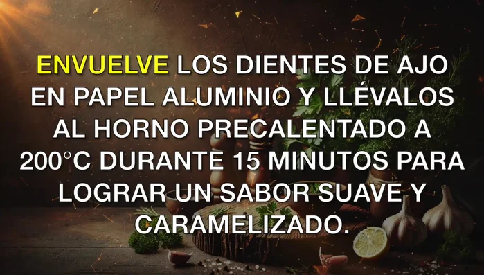 Asa los dientes de ajo en papel aluminio a 200°C durante 15 minutos, o sofríelos en aceite hasta dorar. (131.12)