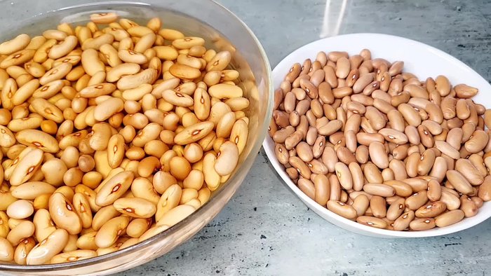 Enjuagar las judías canela. Observar cómo se hinchan al hidratarse.