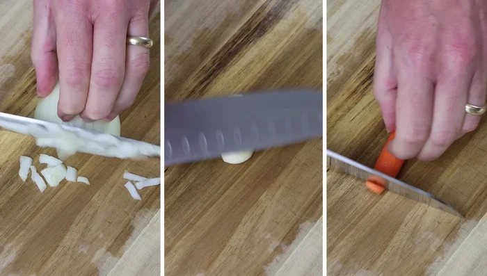 Cortar las zanahorias en rodajas finas.