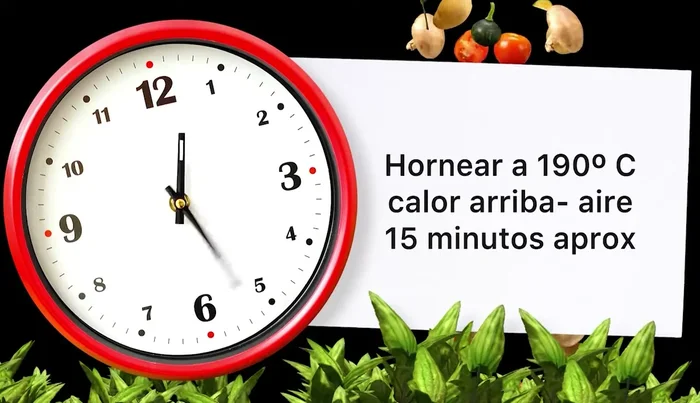 Hornear: Hornear a 190°C (calor arriba y aire) durante 15 minutos, hasta que esté ligeramente dorada (227.28).