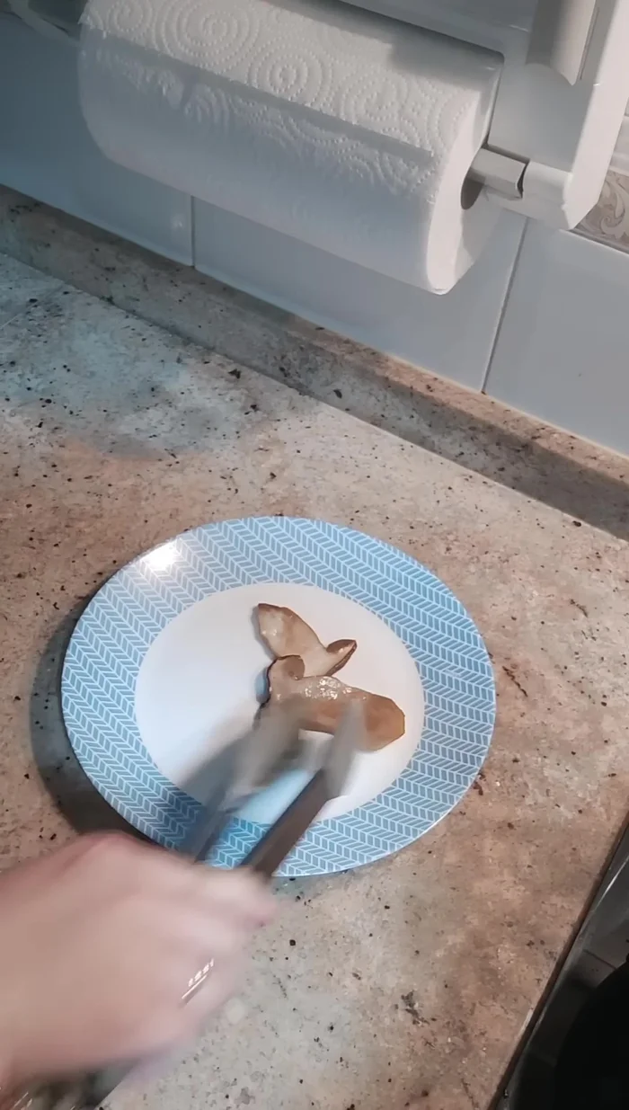 Para emplatar, ponemos primero las setas en la base del plato.