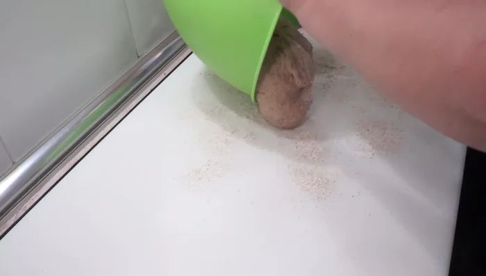 Desgasificar la masa con un ligero amasado. Estirar la masa sobre una superficie enharinada hasta lograr un grosor de 1 cm aproximadamente.