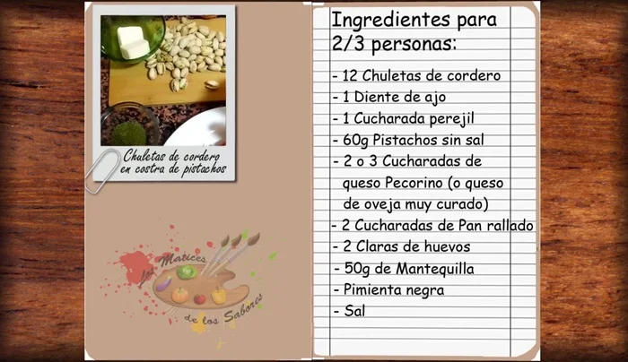 Cubrir las chuletas de cordero con la mezcla de pistachos y pecorino.