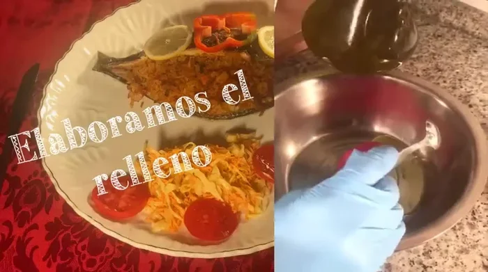 En un bol, mezclar el aceite de oliva, pimienta negra, comino, pimentón dulce, sal, zumo de limón, ajo rallado y perejil.