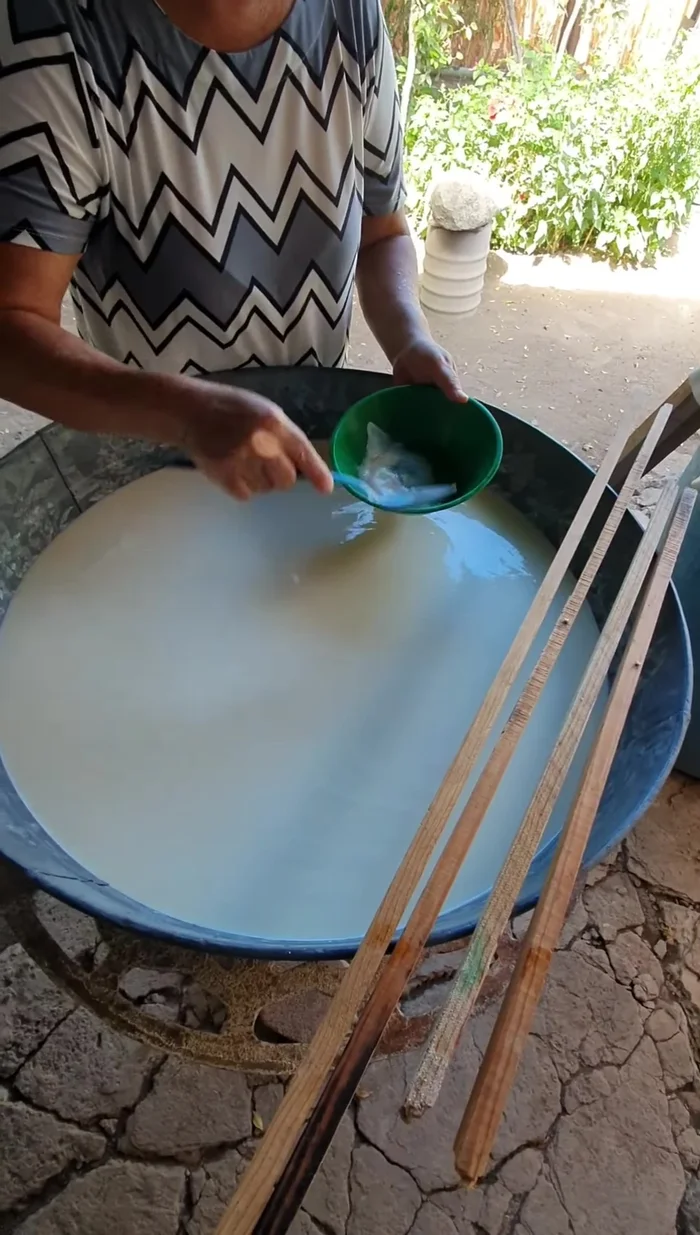 Retirar la mantequilla de la leche reposada (este paso requiere mucha paciencia y se suele hacer acumulando la leche de varios días).