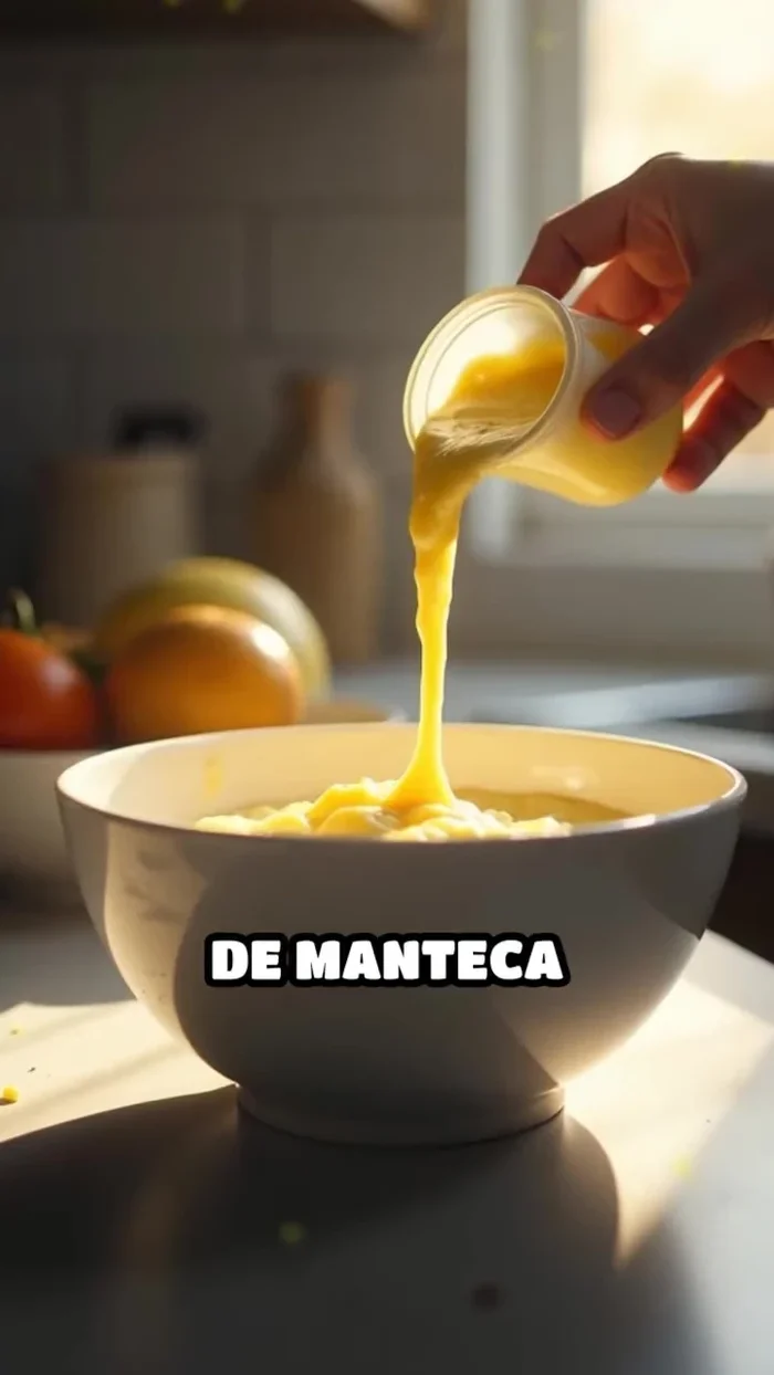 Añade media taza de manteca derretida y una taza de yogur natural.