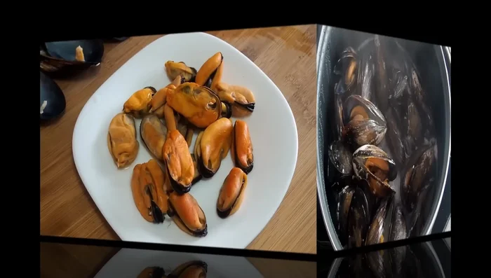 Una vez fríos, retirar los mejillones de las conchas. Reservar las conchas y picar los mejillones.